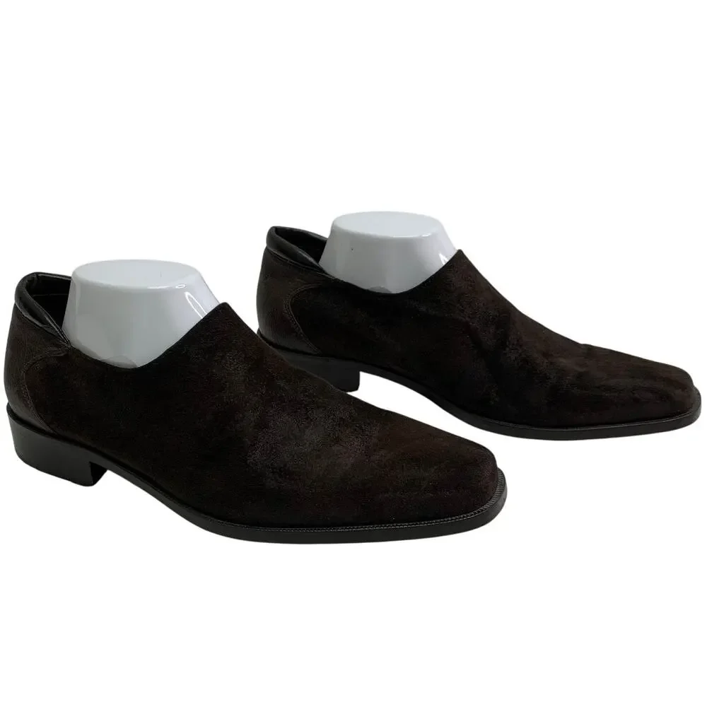 Donald J Pliner Rex 120 Mens 8.5M Nappa Leather Suede Dark Brown Italy Loafers